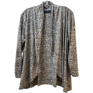 Apt. 9 Open Front Cardigan Womens Size Large Black White Lightweight Long Sleeve